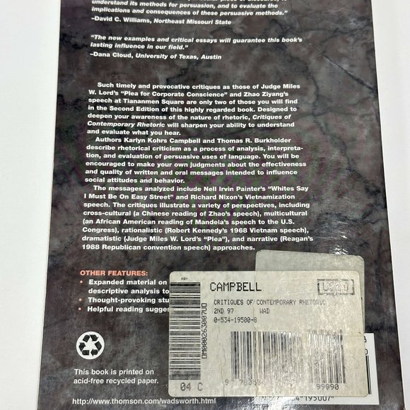 Critiques of Contemporary Rhetoric by Thomas R. Burkholder and Karlyn Kohrs - Picture 3 of 3